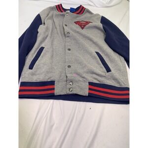 Superman Varsity Jacket DC Comics Licensed Snap Front Gray Blue Red Men's Medium